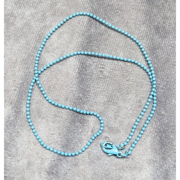 Minimalist Sky Blue Painted Ball Chain Necklace - Picture 6 of 6